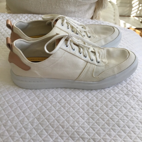 Cole Haan Men's Grand360 Rally Court Canvas Sneakers Size 12 Cream - Picture 5 of 9